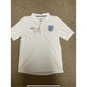 2010-11 Umbro Men’s England Media Soccer Jersey Polo Shirt Media M White